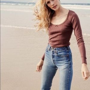 Doen Romy Tee in Canyon Bow Pointelle XS